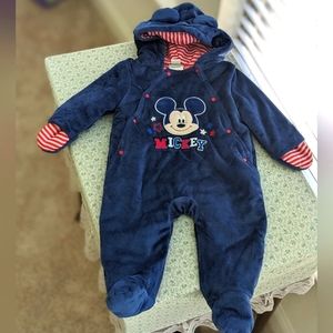 Dark Blue and Red Disney Micky Mouse Plush Winter Baby Snow Suit 3-6 mos